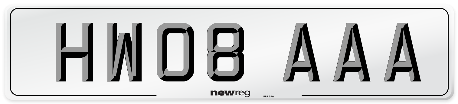 HW08 AAA Number Plate from New Reg